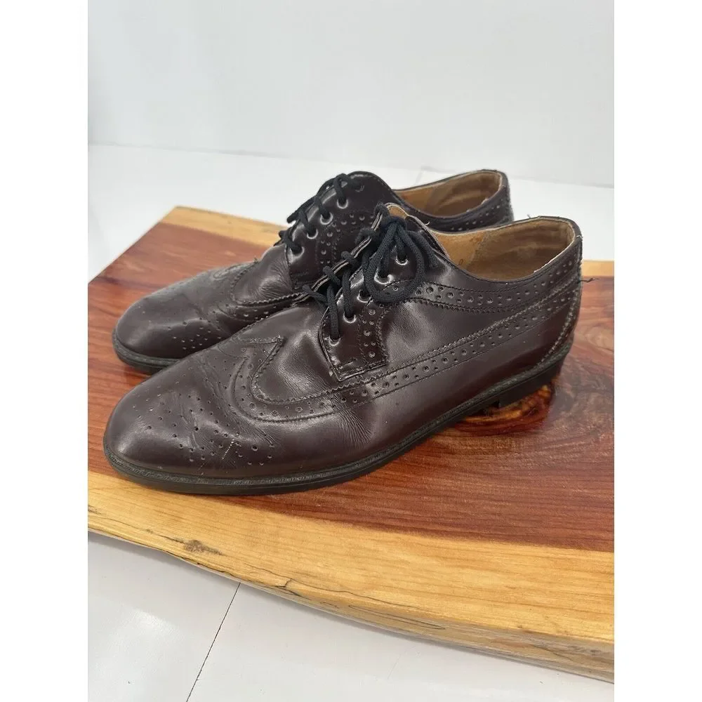 Father & Son Men's Dress Shoes Size 10D Burgundy‎ made In Czechoslovakia Oxfords